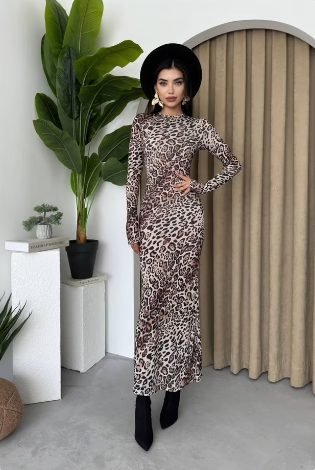 Leopard Pattern Maxi Dress