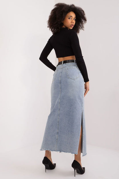 Denim Midi Double Slit Skirt